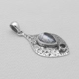 Dendritic Opal Rustic Textured Silver Pendants