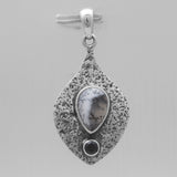 Dendritic Opal Rustic Textured Silver Pendants