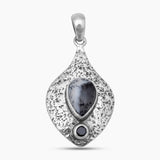 Dendritic Opal Rustic Textured Silver Pendants