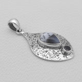 Dendritic Opal Rustic Textured Silver Pendants