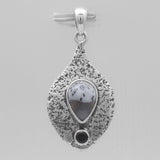 Dendritic Opal Rustic Textured Silver Pendants