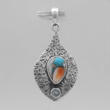 Turquoise Spiny Oyster Textured Silver Pendants