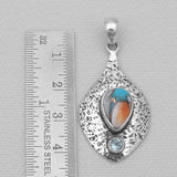 Turquoise Spiny Oyster Textured Silver Pendants