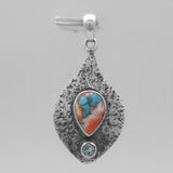 Turquoise Spiny Oyster Textured Silver Pendants