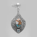 Turquoise Spiny Oyster Textured Silver Pendants