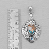 Turquoise Spiny Oyster Textured Silver Pendants