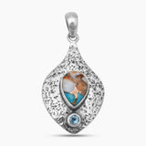 Turquoise Spiny Oyster Textured Silver Pendants