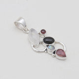 Rainbow Moonstone & Tourmaline Silver Pendants