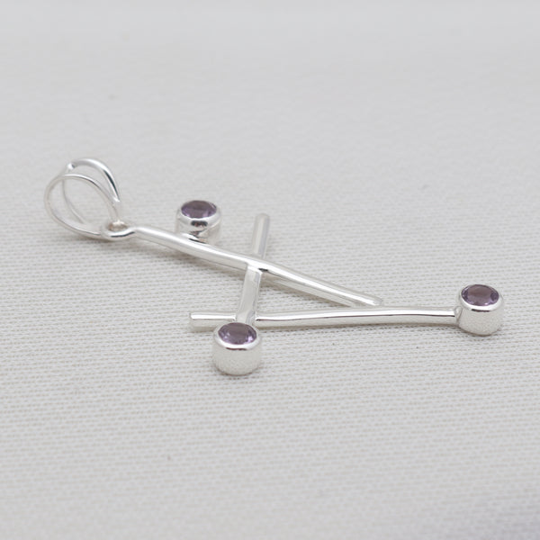 Handmade Geometric Amethyst Silver Pendants
