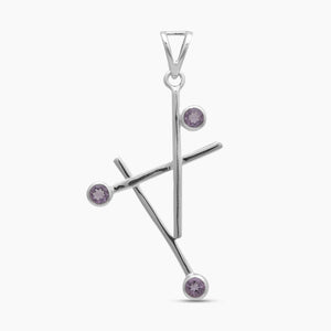 Handmade Geometric Amethyst Silver Pendants