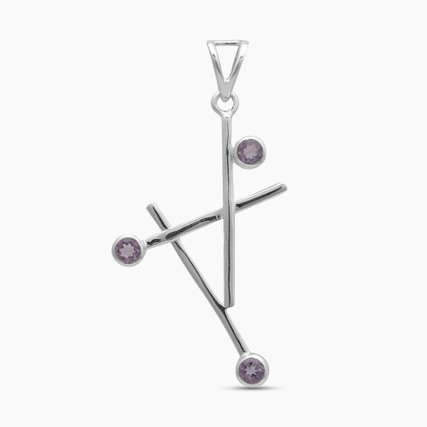 Handmade Geometric Amethyst Silver Pendants
