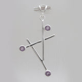 Handmade Geometric Amethyst Silver Pendants