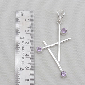 Handmade Geometric Amethyst Silver Pendants