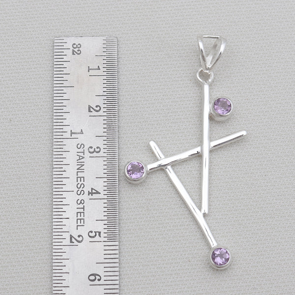 Handmade Geometric Amethyst Silver Pendants