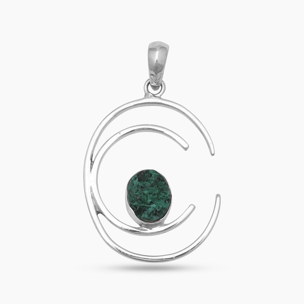Malachite Fiber Silver Pendants