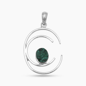 Malachite Fiber Silver Pendants