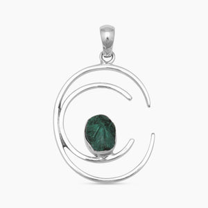 Malachite Fiber Silver Pendants