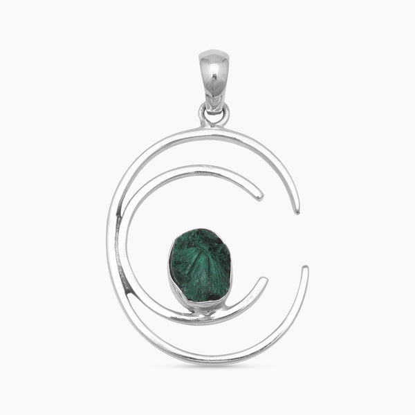 Malachite Fiber Silver Pendants