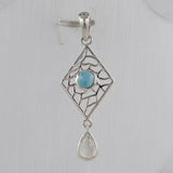 925 Sterling Silver Larimar Drop Pendant