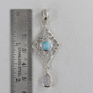 925 Sterling Silver Larimar Drop Pendants