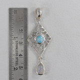 925 Sterling Silver Larimar Drop Pendant