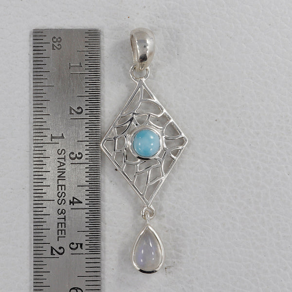 925 Sterling Silver Larimar Drop Pendants
