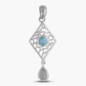 925 Sterling Silver Larimar Drop Pendants