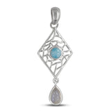 925 Sterling Silver Larimar Drop Pendant