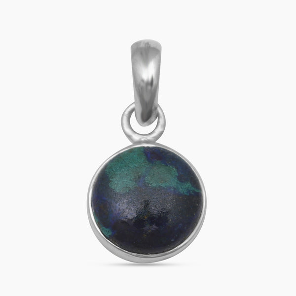 Azurite Malachite Silver Plain Pendants