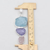 Rough Aquamarine Silver Pendants