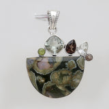 925 Sterling Silver Rainforest Jasper Pendants