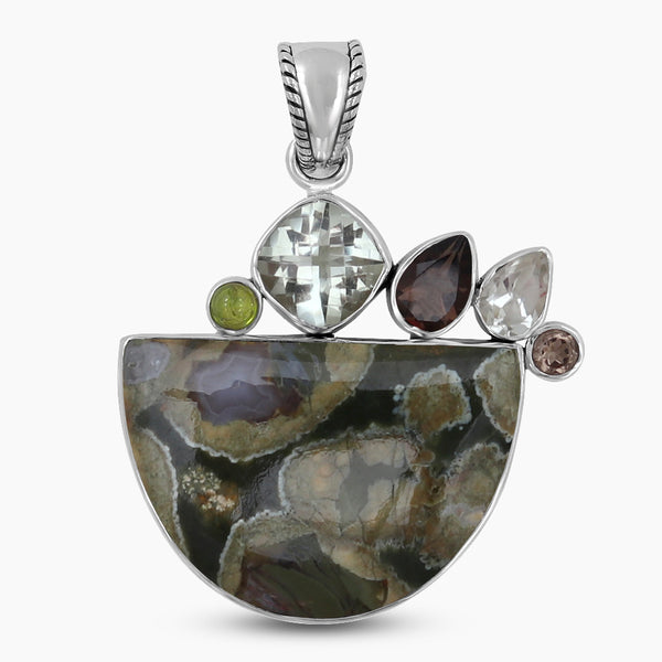 925 Sterling Silver Rainforest Jasper Pendants