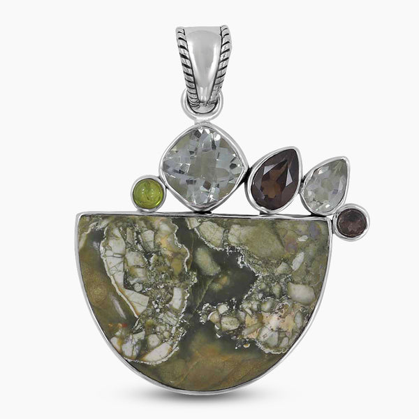 925 Sterling Silver Rainforest Jasper Pendants