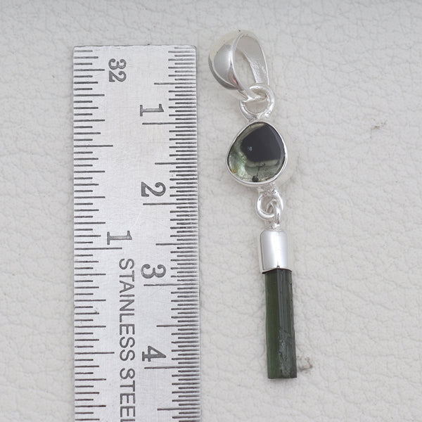 925 Sterling Silver Green Tourmaline Pendants
