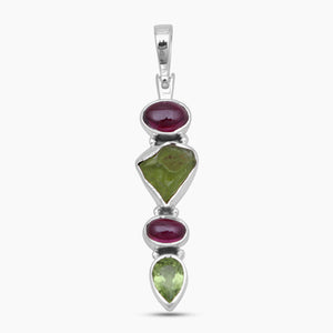 Garnet & Peridot Silver Pendants