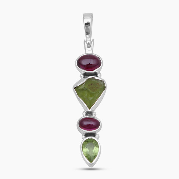 Garnet & Peridot Silver Pendants
