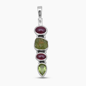 Garnet & Peridot Silver Pendants