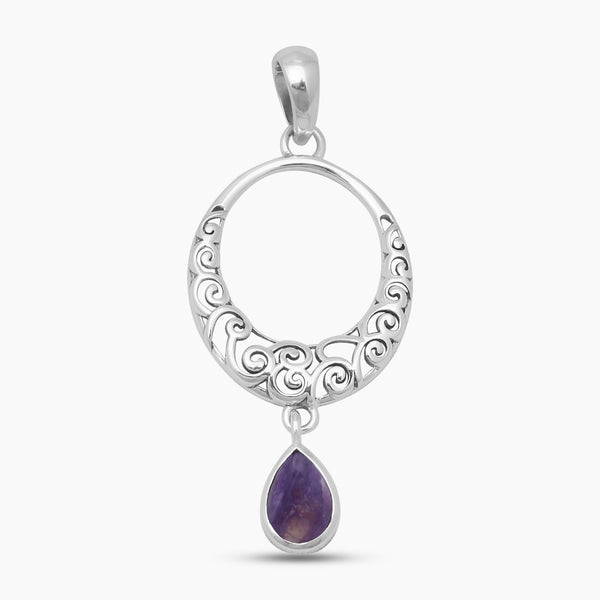 925 Sterling Silver Charoite Pendants
