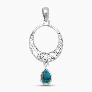 Blue Copper Turquoise Silver Pendants