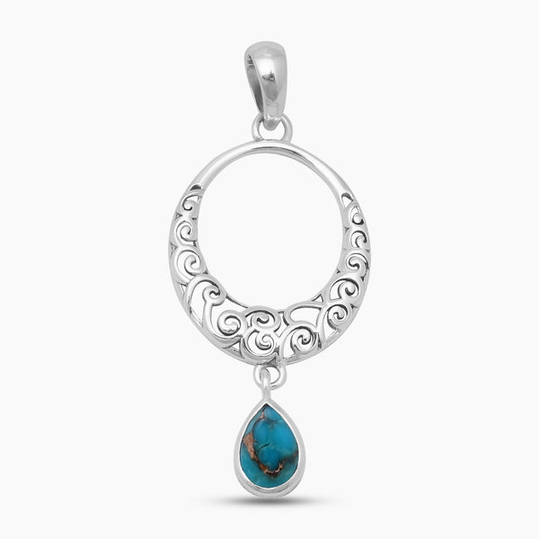 Blue Copper Turquoise Silver Pendants