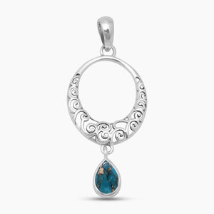 Blue Copper Turquoise Silver Pendants