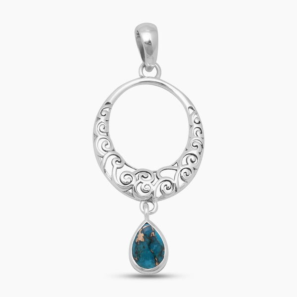 Blue Copper Turquoise Silver Pendants