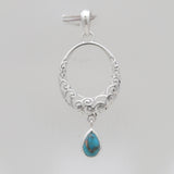 Blue Copper Turquoise Silver Pendants