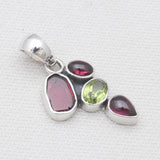 Garnet & Peridot Silver Pendants