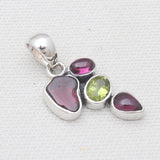 Garnet & Peridot Silver Pendants