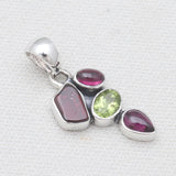 Garnet & Peridot Silver Pendants