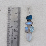 Rainbow Moonstone Silver Pendant