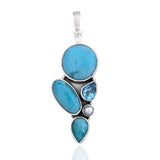 Natural Larimar Silver Pendant