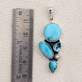 Natural Larimar Silver Pendant