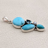 Natural Larimar Silver Pendant